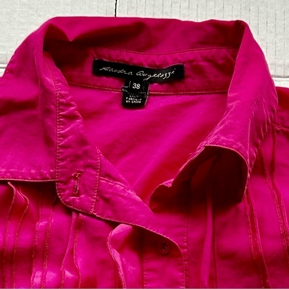 SANDRA Angelozzi fuchsia Barbie pink blouse with ruffles size 38  S - Picture 3 of 7
